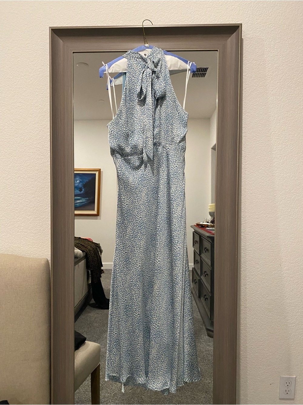 Sleeveless Light Teal Tie-Neck Midi Dress